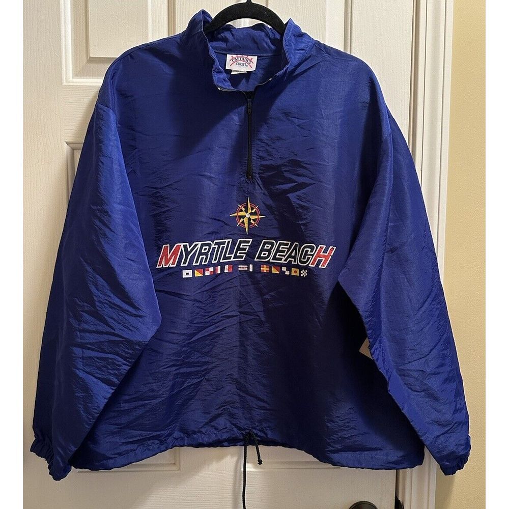 Vtg NWT 90s Surf Style Captains Closet, 1/4 Zip Windbreaker, Myrtle‎ Beach, USA